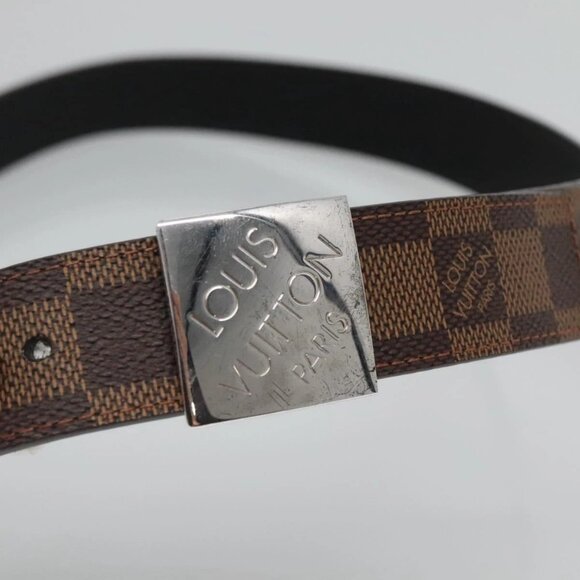 LOUIS VUITTON Damier Ebene Ceinture Carre Belt 36.6"" LV Auth - Picture 7 of 16
